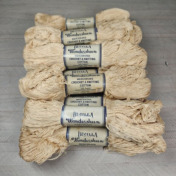 Bucilla Wondersheen Mercerized Crochet Knitting Cotton Lot 10 Skeins Ivory #9 - Picture 2 of 6